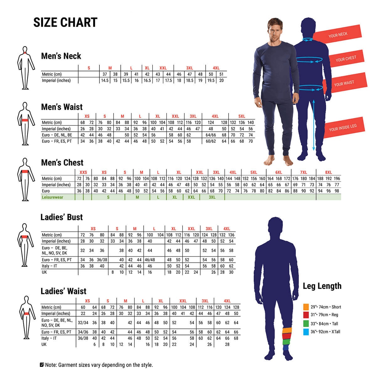 Mens clothing size guide